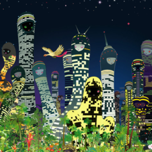 青島千穂　「光る都市」の買取作品画像